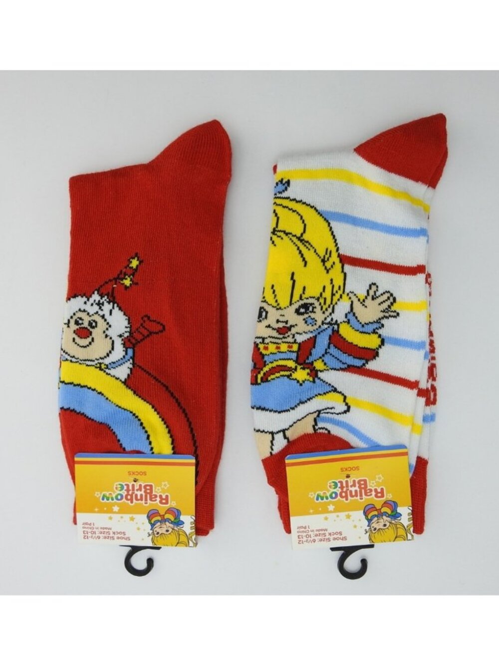 New Rainbow Brite Crew Socks Lot 2 NWT Adult Rainbow & Stripes Shoe Size 6½-12 - Picture 1 of 4